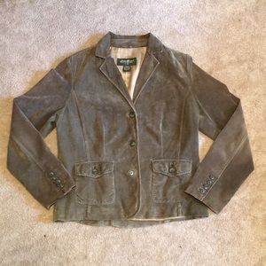 Eddie Bauer SZ Large Dusty Green Leather Jacket